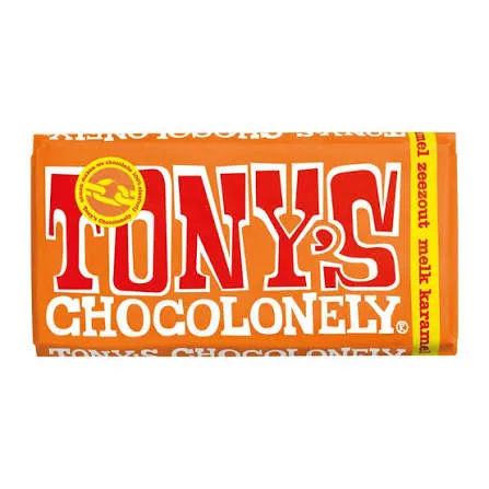 Tony's Chocolonely melk karamel zeezout 180g