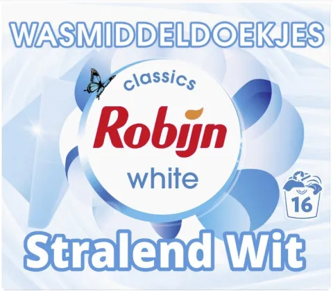 Robijn Laundry Detergent Wipes 16sc Radiant White