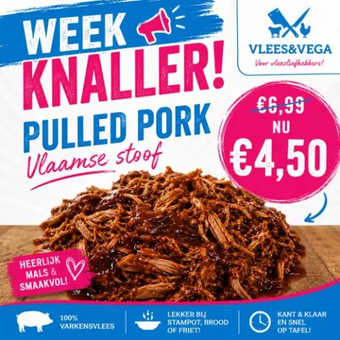 Pulled pork vlaamse stoof ca 440 gr
