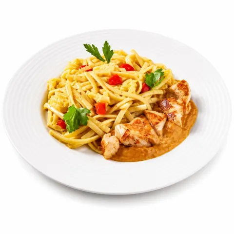 Bami goreng speciaal met malse stukjes kip in satésaus 550 gr